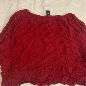 Winsor Crop Top Red Sangria Knot Front Long Bell Sleeve Blouse Large